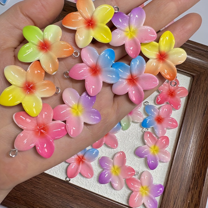 12pcs Multicolor Flower Resin Pendants for DIY Jewellery Making